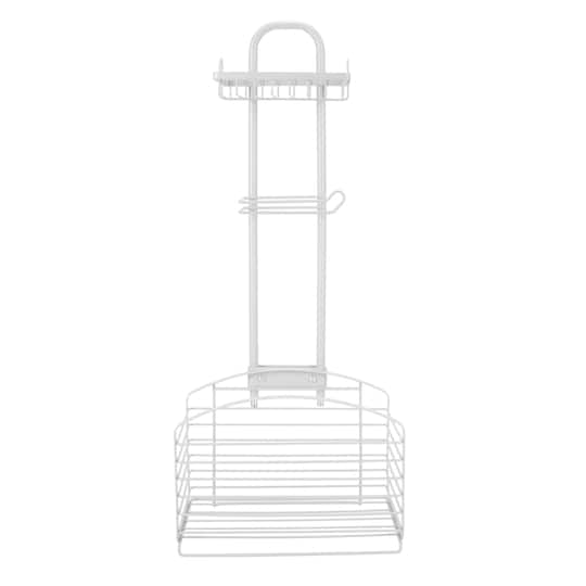 Bath Bliss Ellipse Collection White Adjustable Bathroom Organizer
